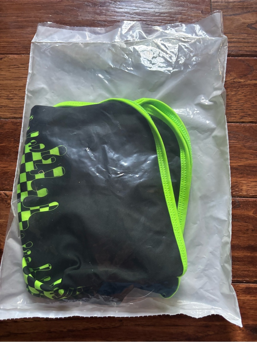George Hats 8/9 Drip Check Neon Green Track Shorts Swim Swimsuit Unlined